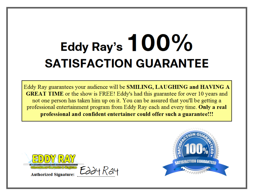 100% Satisfaction Guaranteed Pennsylvania Magician